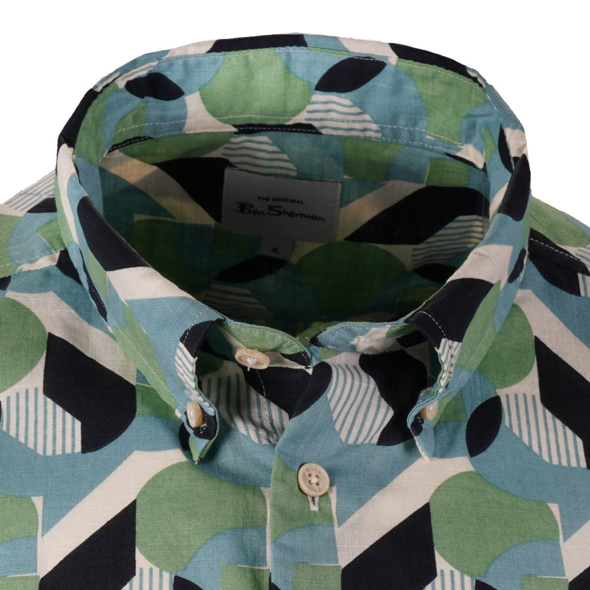 Ben Sherman Short Sleeve Random Bold Geometric Shirt Green