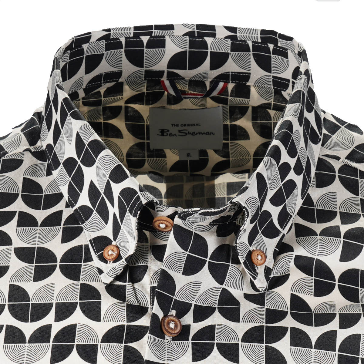 Ben Sherman Short Sleeve Retro Bauhaus Pattern Shirt Mono