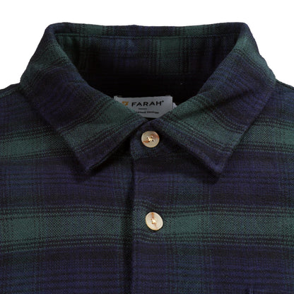 Farah Heavy Cotton Check Overshirt Green Tartan