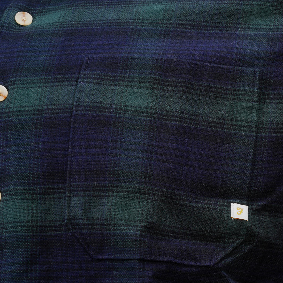 Farah Heavy Cotton Check Overshirt Green Tartan