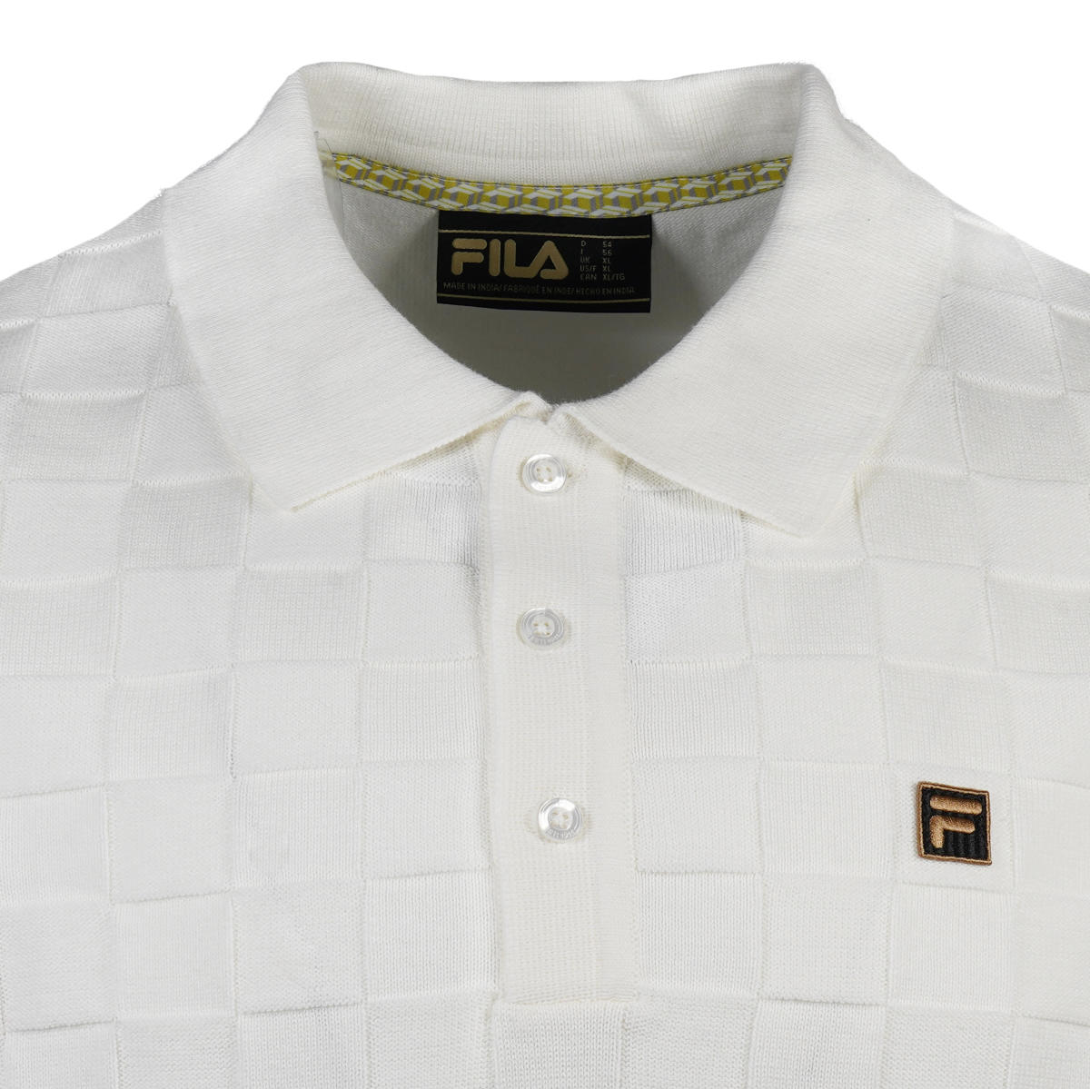 Fila Fine Gauge Square Knit Polo Off White