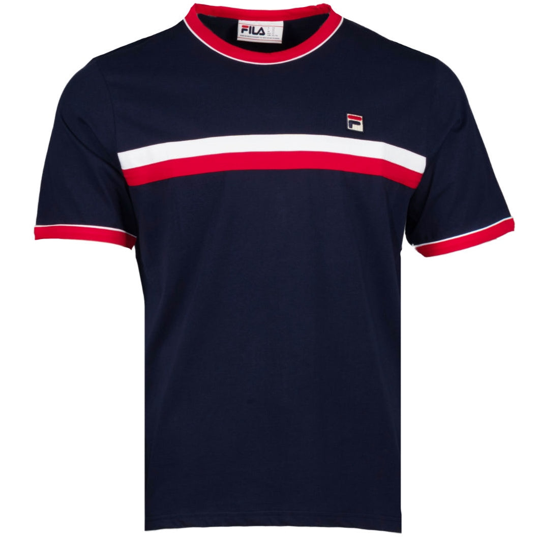 Fila Razee Contrast Chest Stripe Ringer T-Shirt Navy