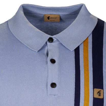 Gabicci Vintage Mod Racing Stripe 3 Button Knit Polo Dusk