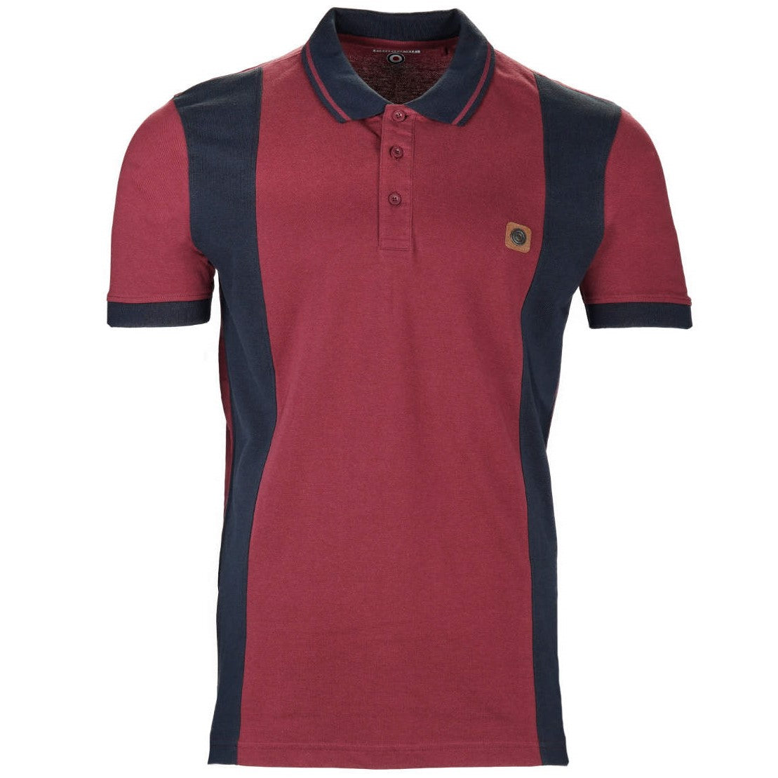 Lambretta Vintage Block Panel Pique Polo Shirt Burgundy