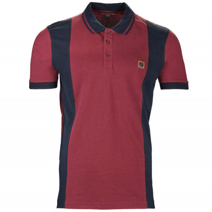 Lambretta Vintage Block Panel Pique Polo Shirt Burgundy