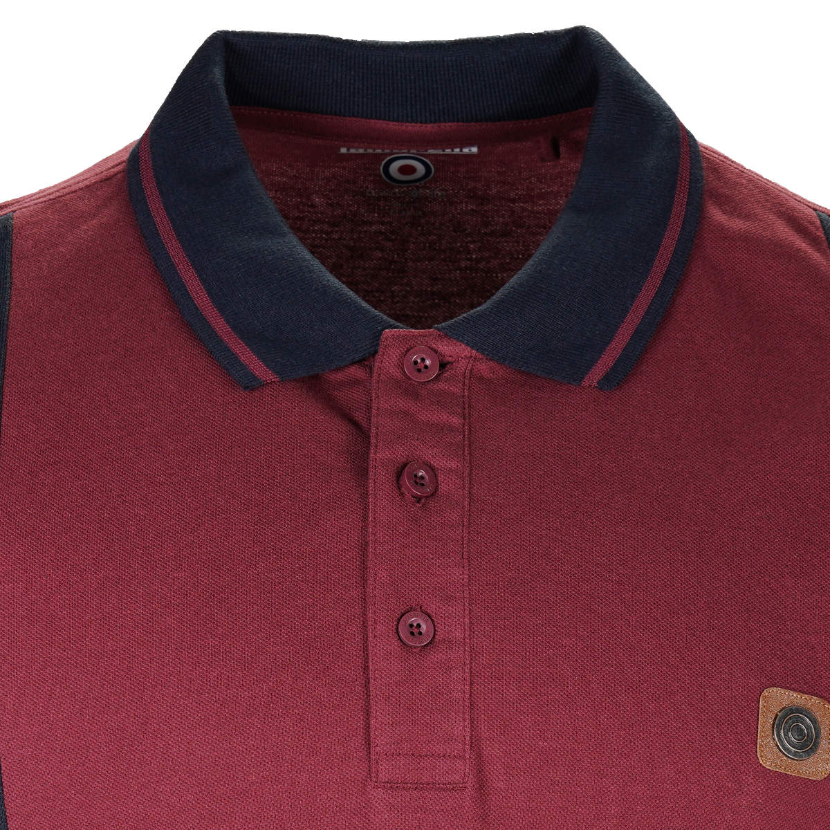 Lambretta Vintage Block Panel Pique Polo Shirt Burgundy