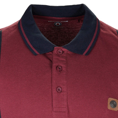 Lambretta Vintage Block Panel Pique Polo Shirt Burgundy