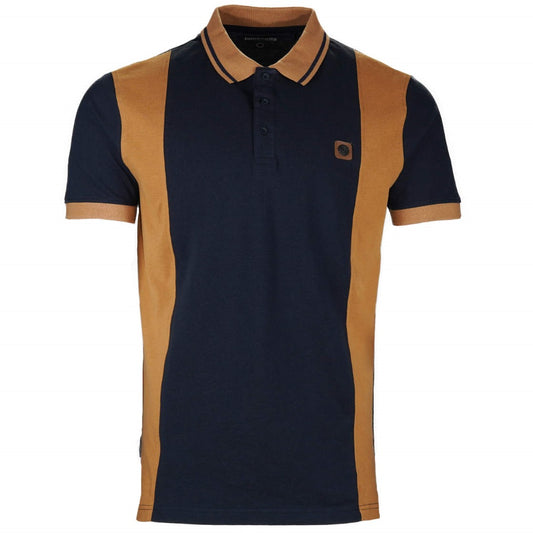 Lambretta Vintage Block Panel Pique Polo Shirt Navy