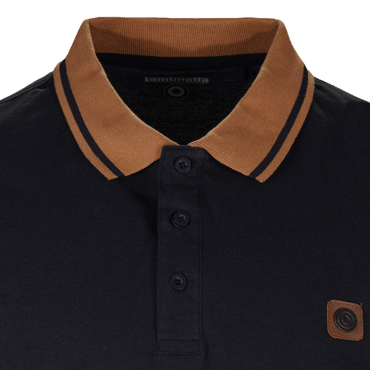 Lambretta Vintage Block Panel Pique Polo Shirt Navy