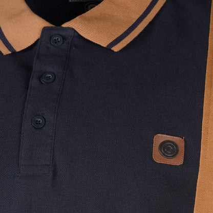 Lambretta Vintage Block Panel Pique Polo Shirt Navy