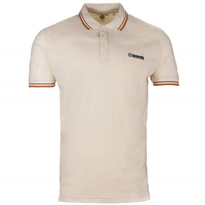 Lambretta Target Logo 3 Button Twin-Tipped Pique Polo Shirt Cream / Tobacco