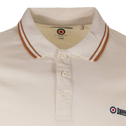 Lambretta Target Logo 3 Button Twin-Tipped Pique Polo Shirt Cream / Tobacco