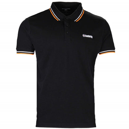 Lambretta Target Logo 3 Button Twin-Tipped Pique Polo Shirt Black / White / Orange