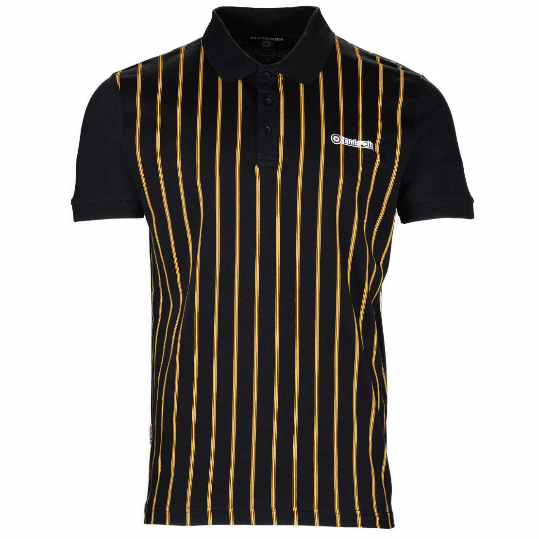 Lambretta Black And Gold Pinstripe Polo Shirt