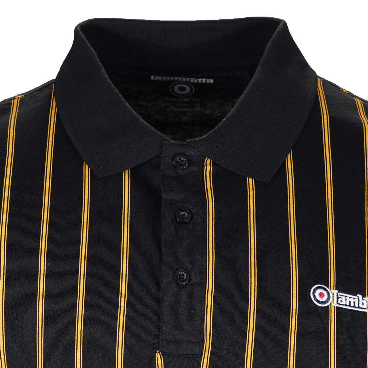 Lambretta Black And Gold Pinstripe Polo Shirt