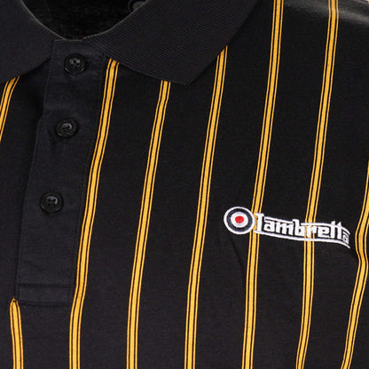 Lambretta Black And Gold Pinstripe Polo Shirt