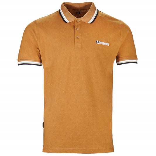 Lambretta Target Logo 3 Button Triple-Tipped Pique Polo Shirt Tobacco