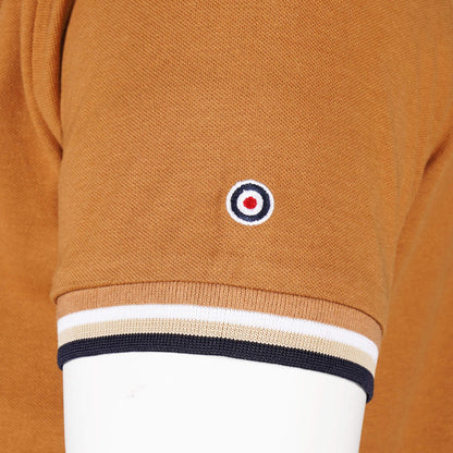 Lambretta Target Logo 3 Button Triple-Tipped Pique Polo Shirt Tobacco