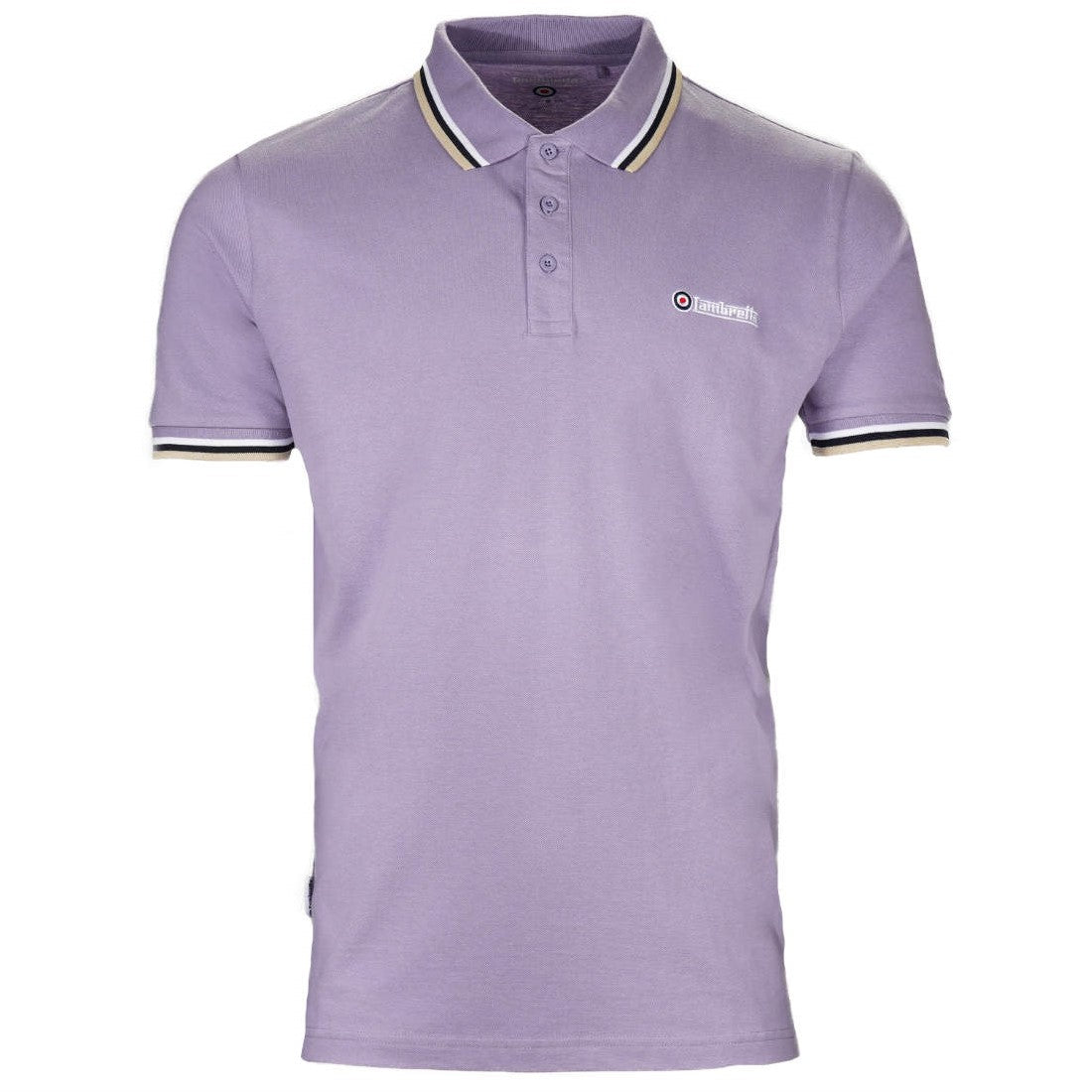 Lambretta Target Logo 3 Button Triple-Tipped Pique Polo Shirt Lilac