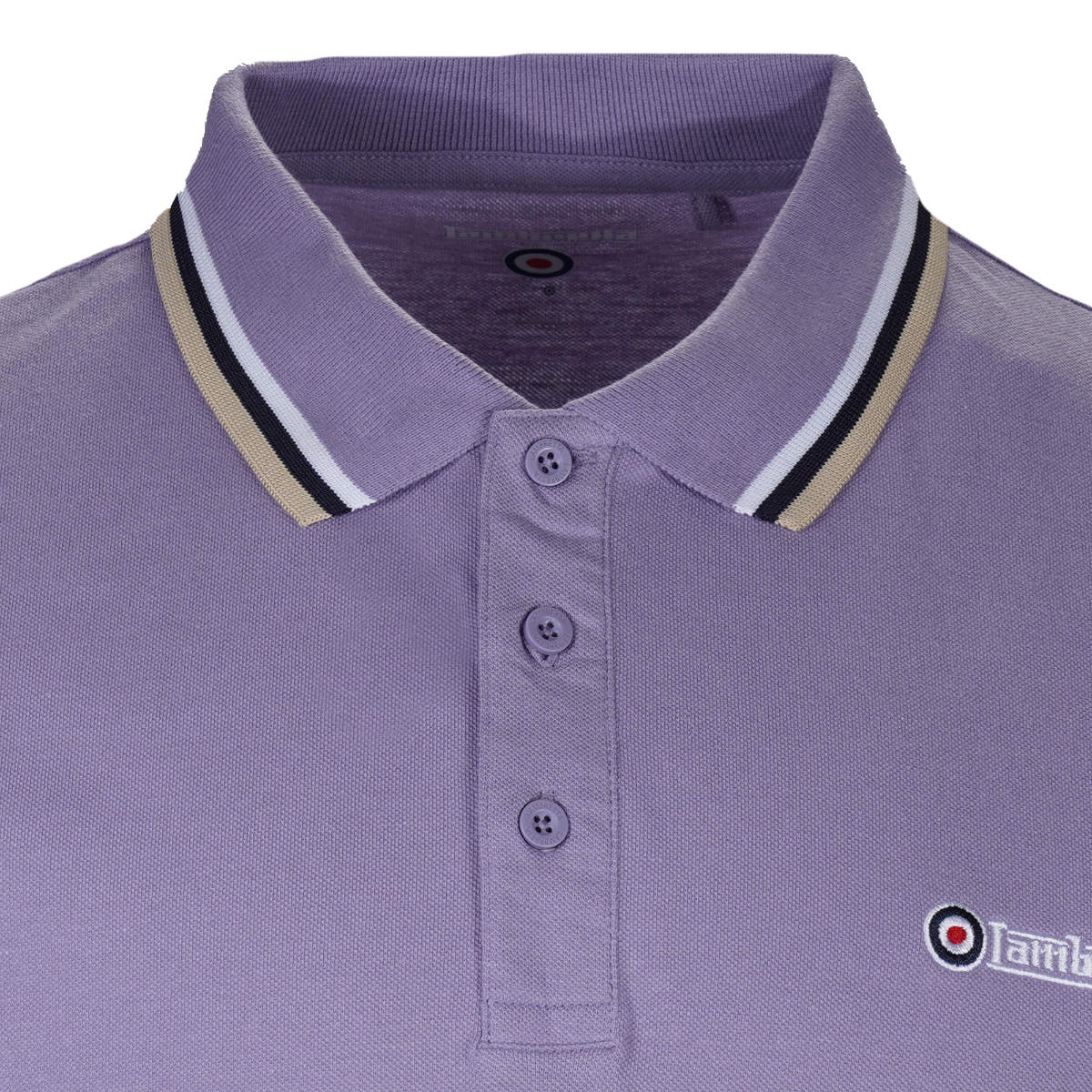 Lambretta Target Logo 3 Button Triple-Tipped Pique Polo Shirt Lilac