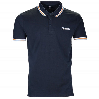 Lambretta Target Logo 3 Button Triple-Tipped Pique Polo Shirt Navy