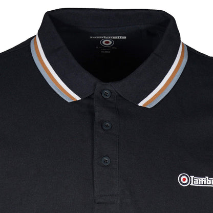 Lambretta Target Logo 3 Button Triple-Tipped Pique Polo Shirt Navy