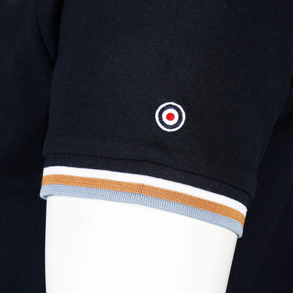 Lambretta Target Logo 3 Button Triple-Tipped Pique Polo Shirt Navy