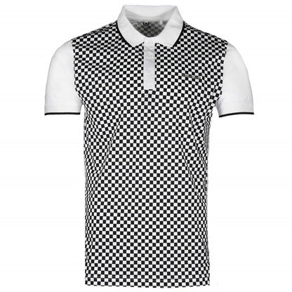 Lambretta 3 Button Checker Polo Shirt White