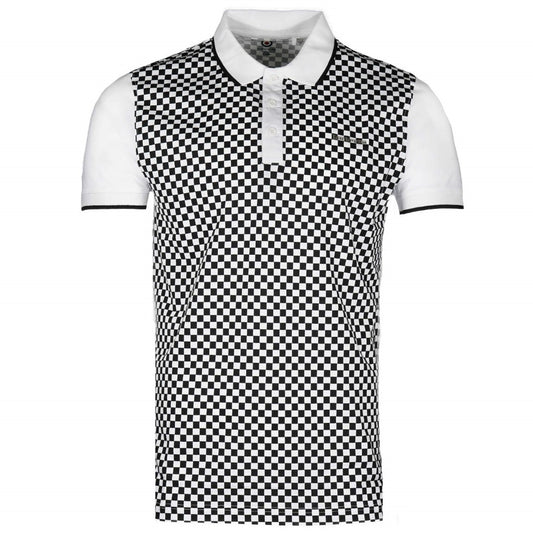 Lambretta 3 Button Checker Polo Shirt White