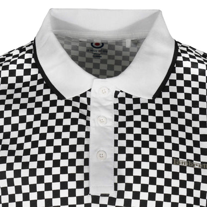 Lambretta 3 Button Checker Polo Shirt White