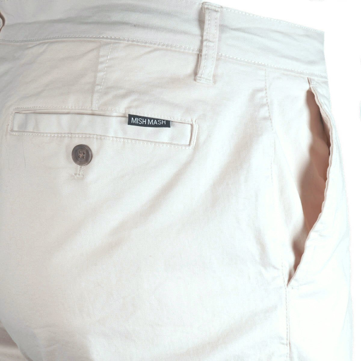 Mish Mash Cotton Stretch Twill Chino Shorts Off White