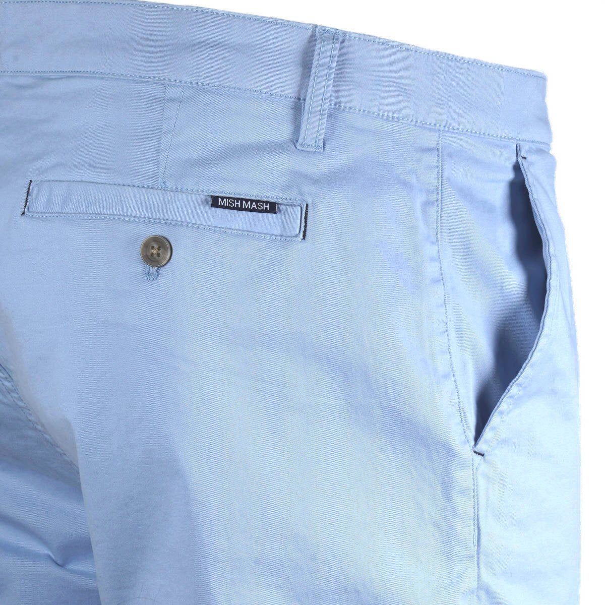 Mish Mash Cotton Stretch Twill Chino Shorts Sky Blue