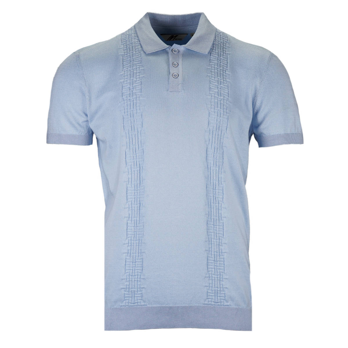 Mish Mash Fine Knit Basketweave Detail Polo Sky