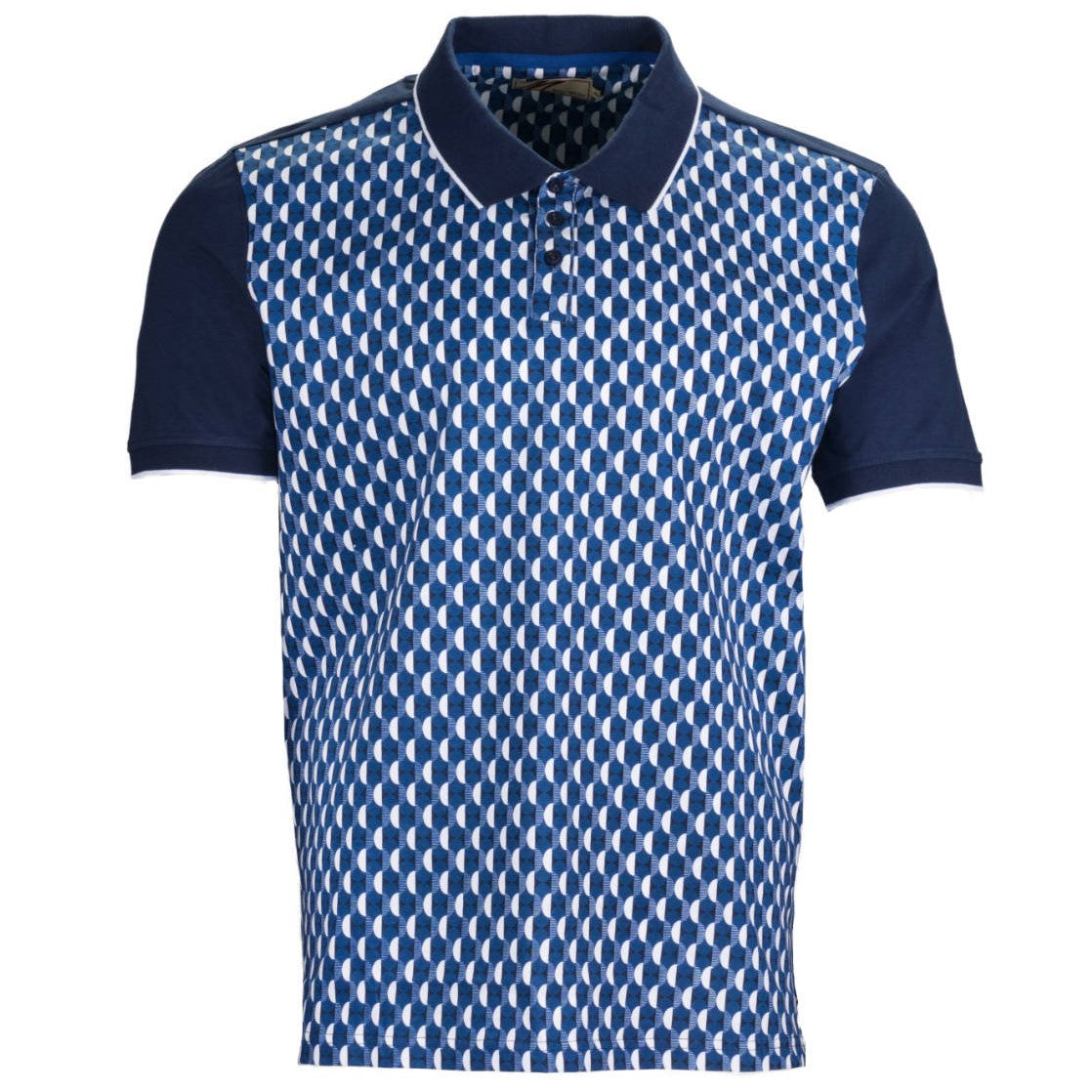 Mish Mash Retro Sixties Op Art Polo Shirt Navy