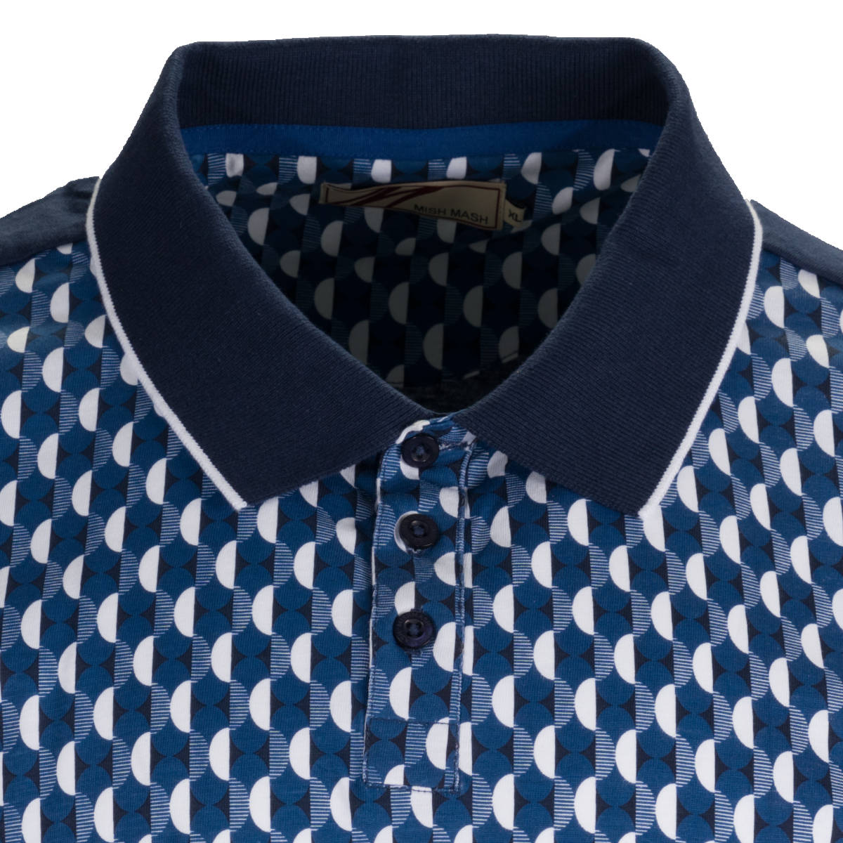 Mish Mash Retro Sixties Op Art Polo Shirt Navy