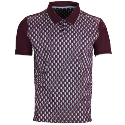 Mish Mash Retro Sixties Op Art Polo Shirt Wine