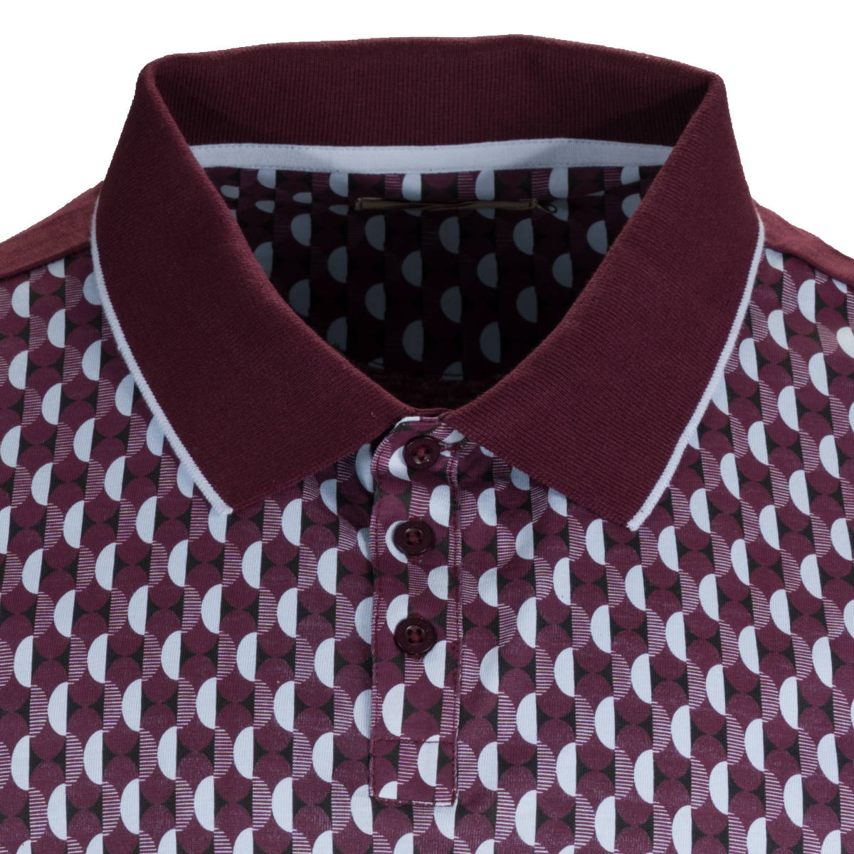 Mish Mash Retro Sixties Op Art Polo Shirt Wine