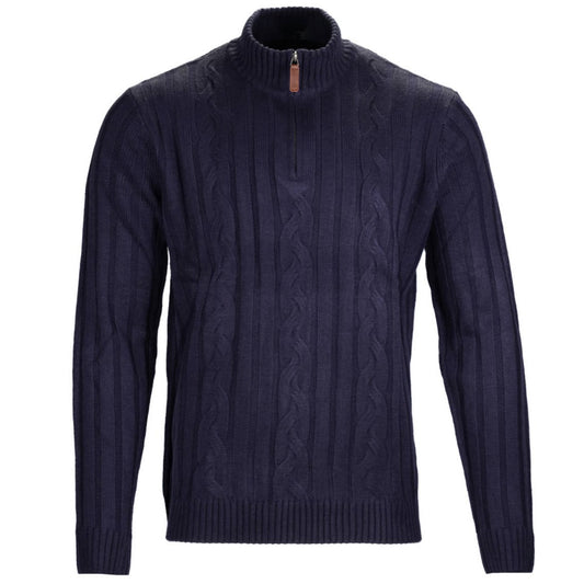 Mish Mash 1/4 Zip Cable Knit Neck Jumper Navy