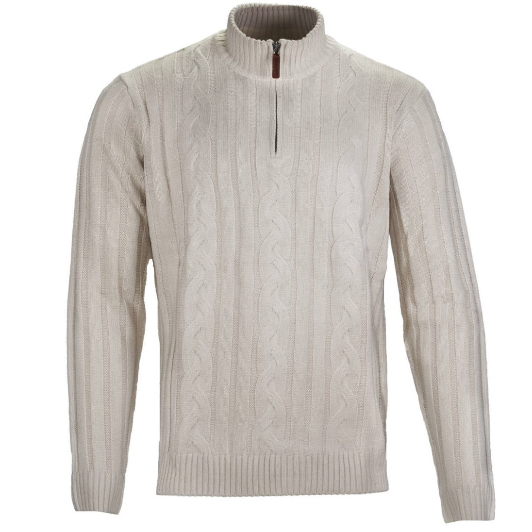 Mish Mash 1/4 Zip Cable Knit Neck Jumper Beige