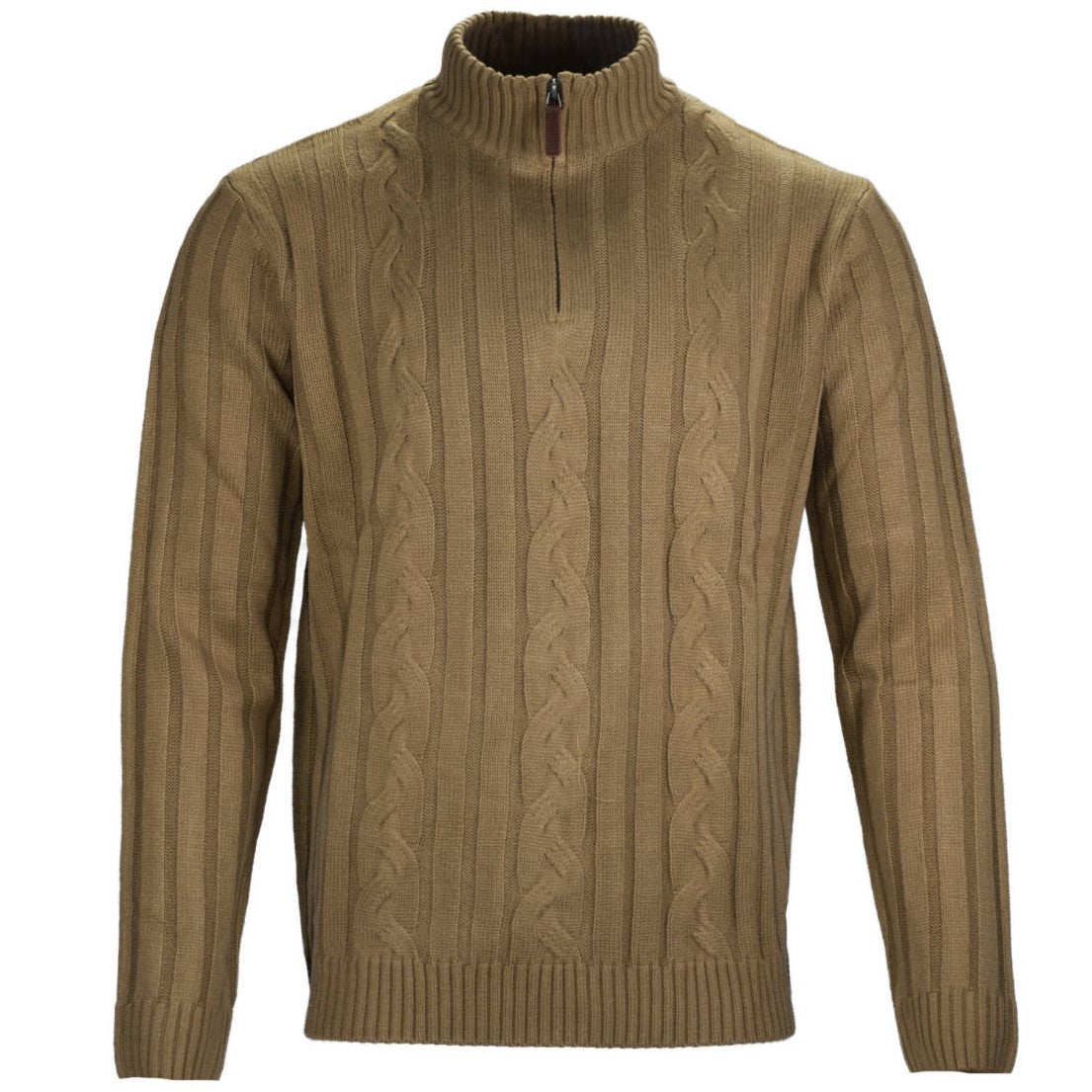 Mish Mash 1/4 Zip Cable Knit Neck Jumper Oak