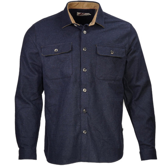 Mish Mash Mid Weight Flannel Cotton Overshirt Navy