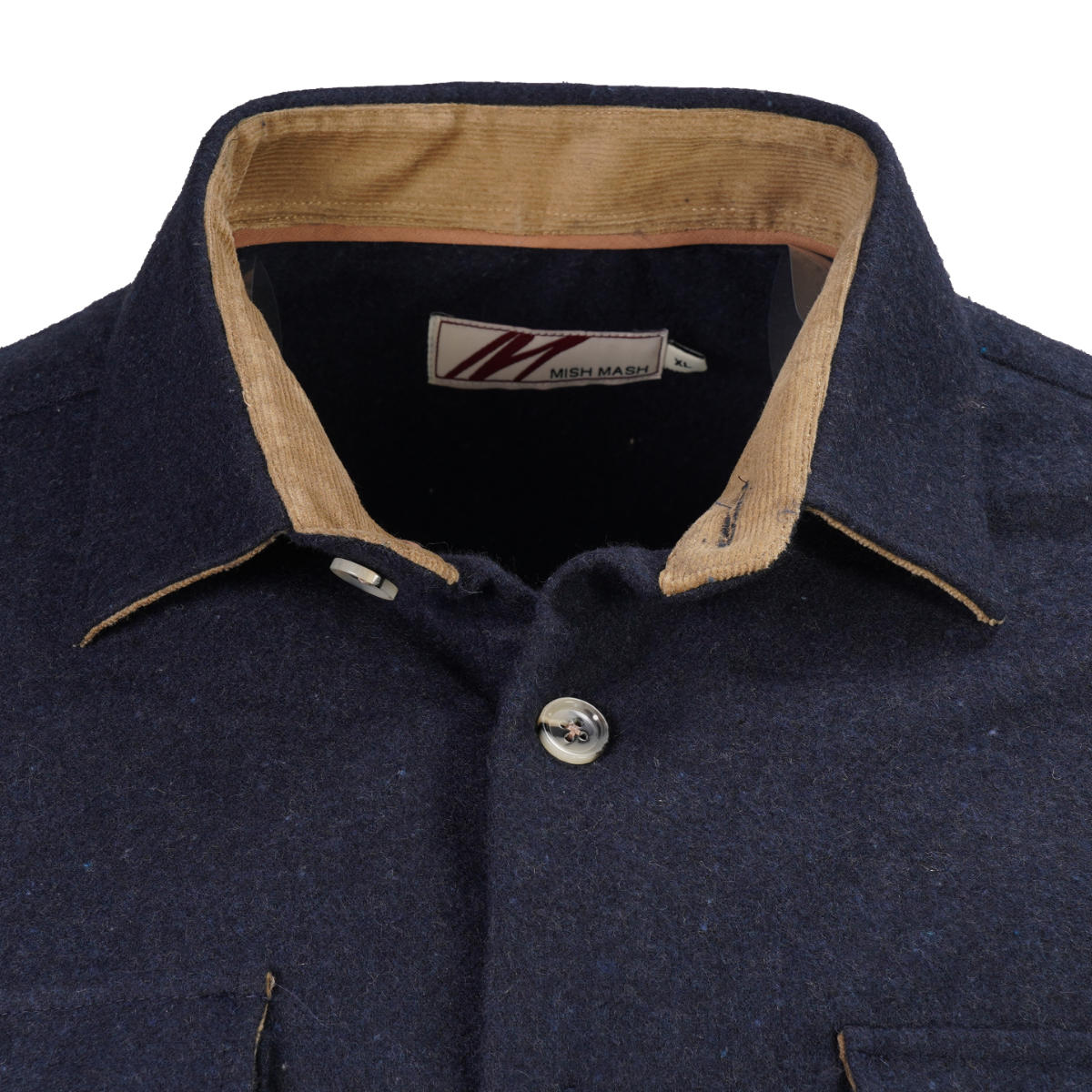 Mish Mash Mid Weight Flannel Cotton Overshirt Navy