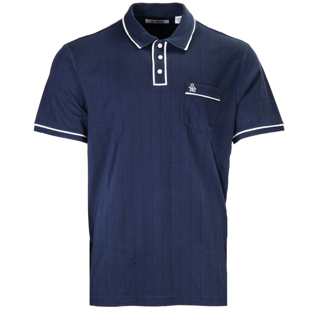 Original Penguin Drop Needle Contrast Tipped Polo Navy Blue