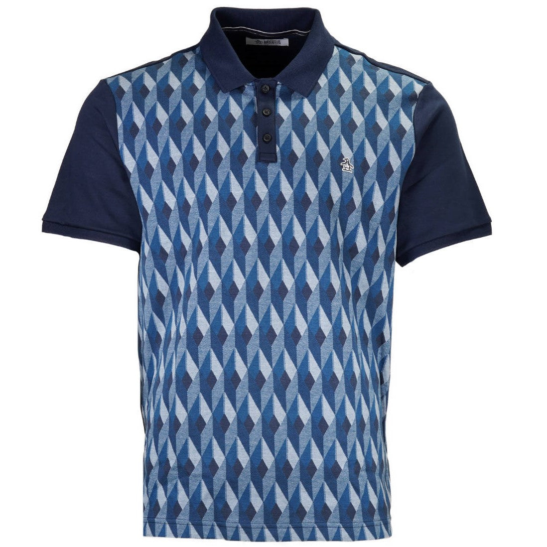 Original Penguin Retro Diamond Jacquard Polo Shirt Blue