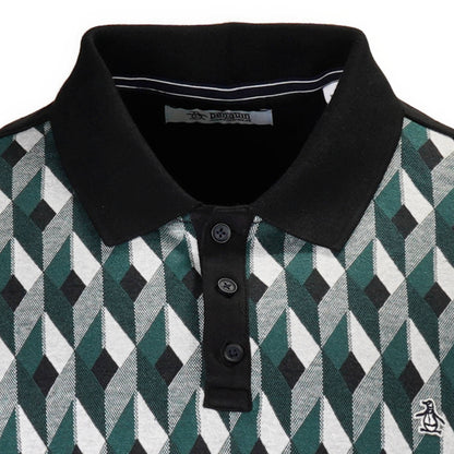 Original Penguin Retro Diamond Jacquard Polo Shirt Green