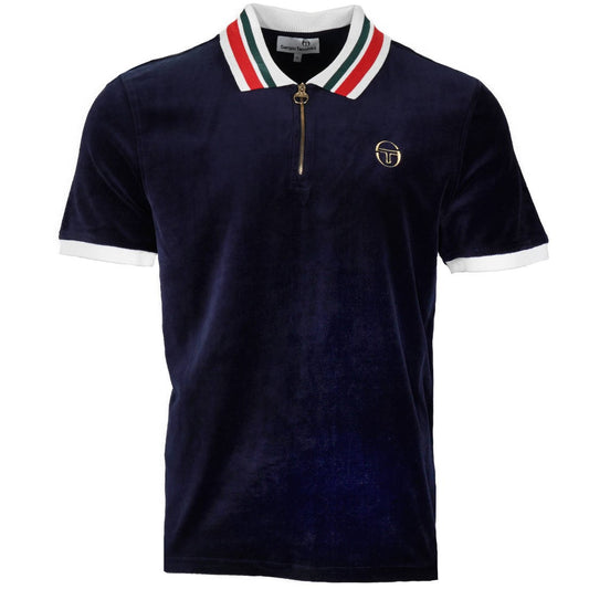 Sergio Tacchini Mahony Velour Zip Neck Polo Navy