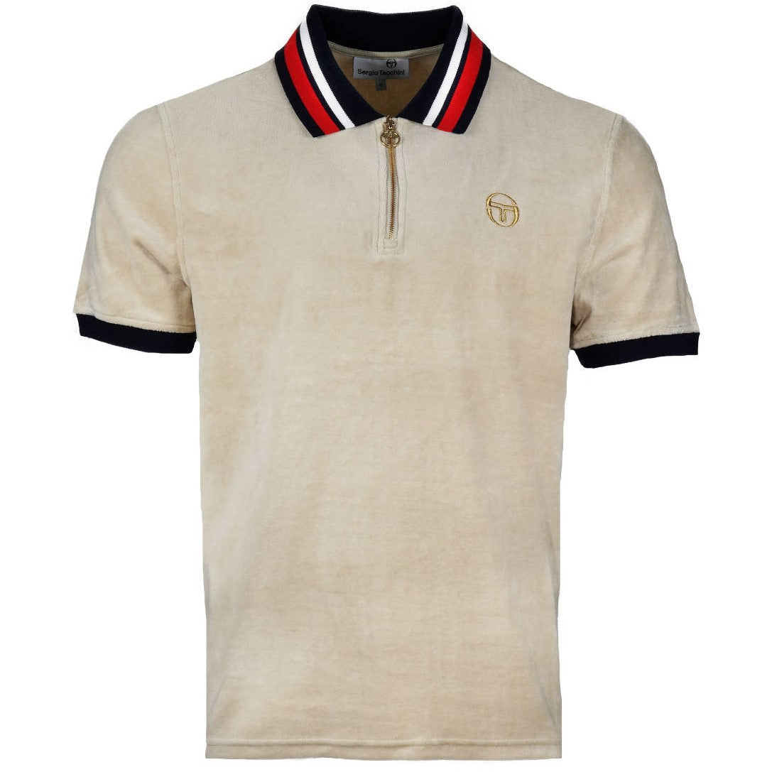 Sergio Tacchini Mahony Velour Zip Neck Polo Stone