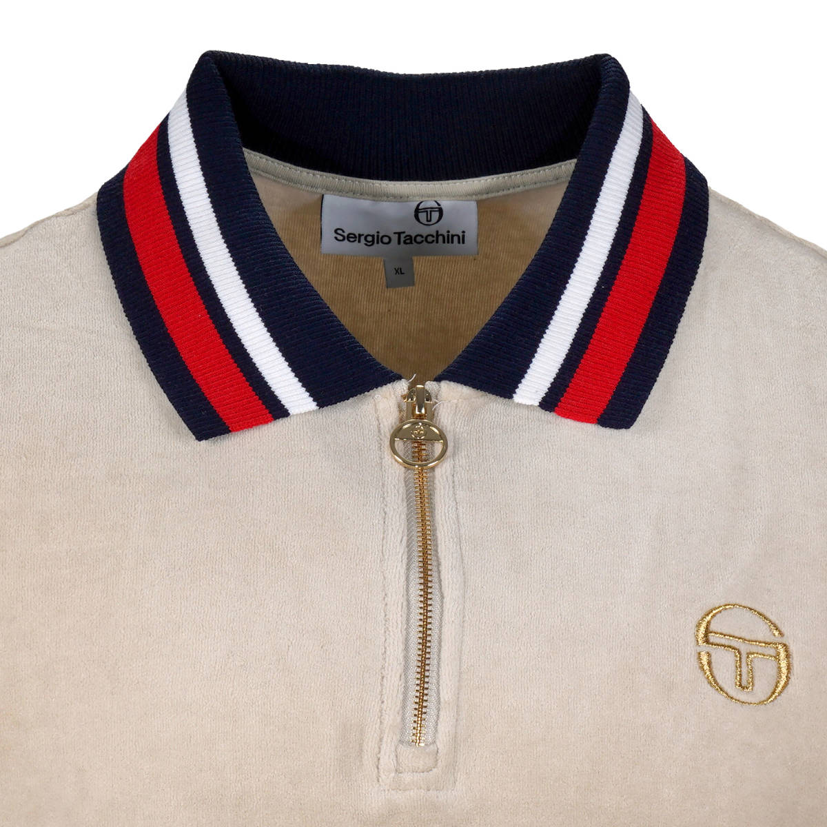 Sergio Tacchini Mahony Velour Zip Neck Polo Stone