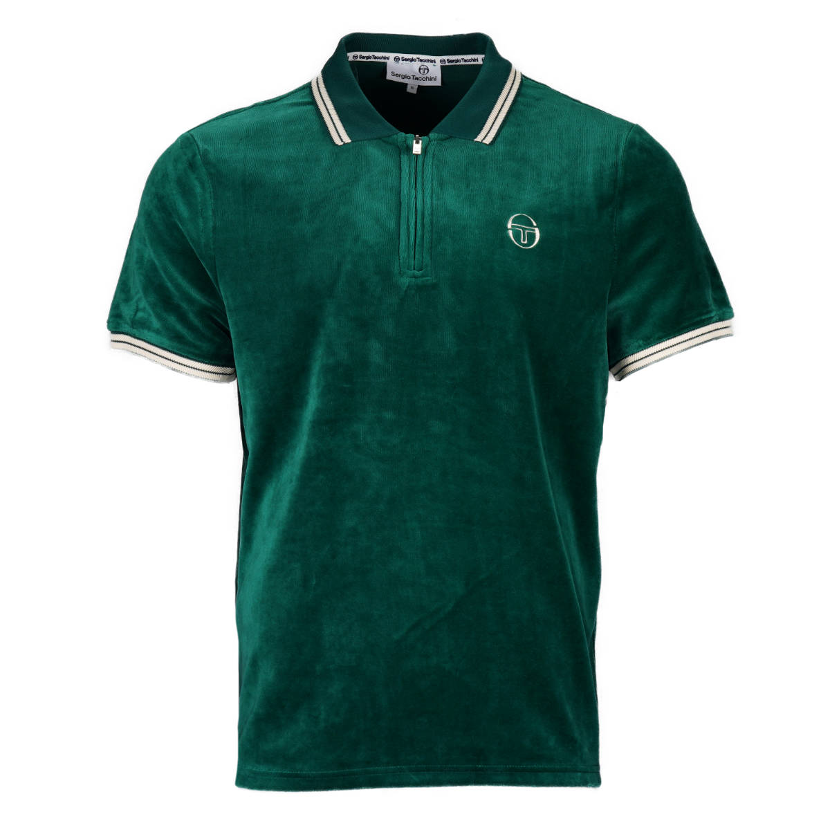 Sergio Tacchini Velour Zip Neck Polo Green