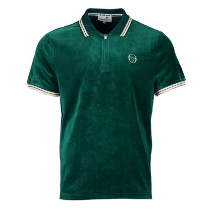 Sergio Tacchini Velour Zip Neck Polo Green